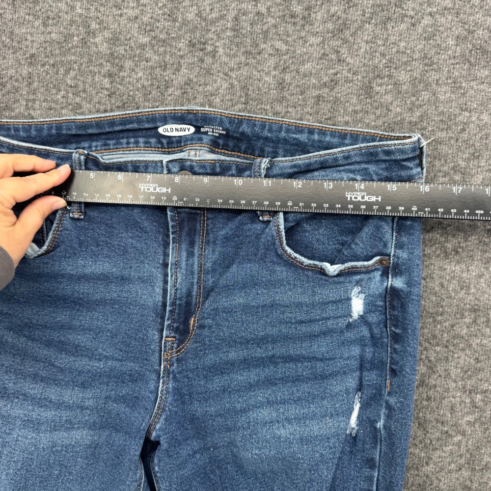 Old Navy Rockstar Super Skinny Mid Rise Distressed Jeans Medium Wash Womens 12 - Picture 6 of 11